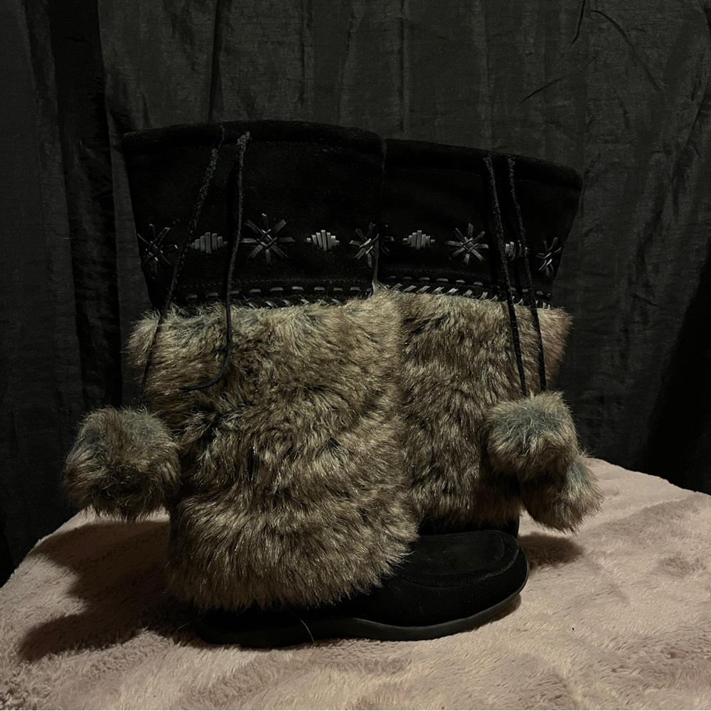 Cozy Black and Brown Kids Moccasins